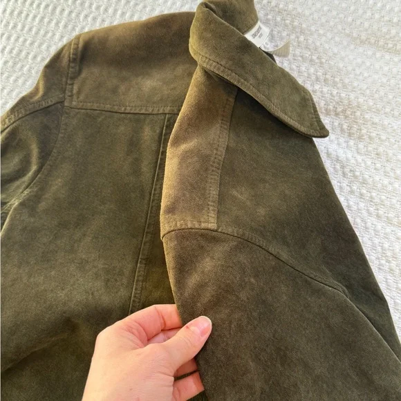 100% suede Jones New York Olive Leather Jacket - Picture 10 of 10